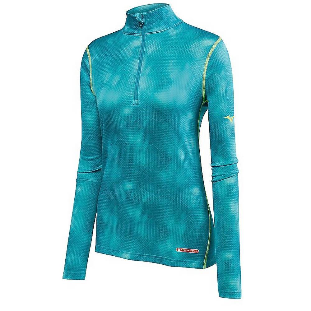 Base Layer Mizuno Breath Thermo Half Cerniera Donna - Verde Acqua - 69401-FVHU